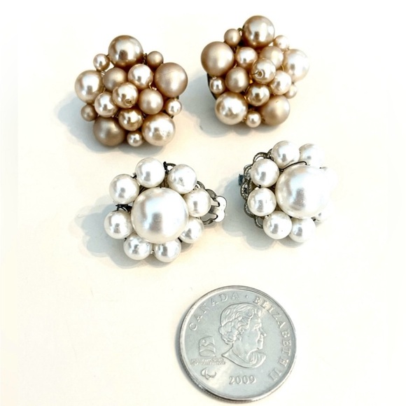 Vintage 50s Faux Pearl Clip-On Earrings - Picture 7 of 8